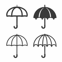 Obraz premium Unique Umbrella Vector Icon Set in Black and White.
