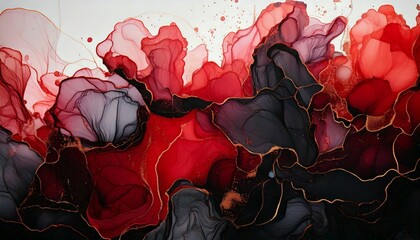 黒の赤のアルコールインク