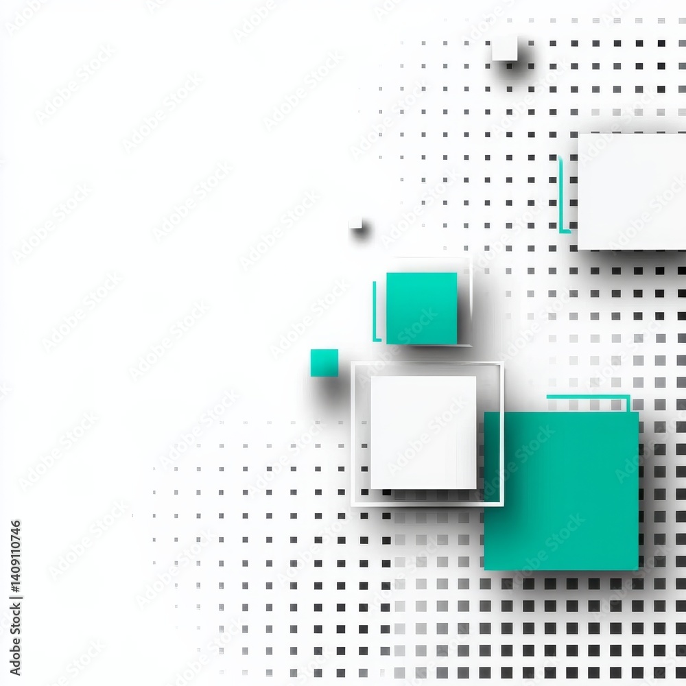 Leinwandbilder geometric harmony: abstract composition of squares and dotted pattern on a white background