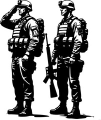 Philistriny American Army Salute &ndash; Soldier with Rifle Military Vector Art