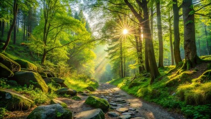 Obraz premium Sunlit Forest Path