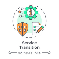 Fototapeta premium Service transition multi color concept icon. Knowledge management, software development. Round shape line illustration. Abstract idea. Graphic design. Easy to use in blog post, presentation