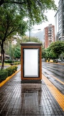 Outdoor billboard mockup on urban street – city outdoor billboard for ad campaign – high-quality outdoor billboard display for modern advertising