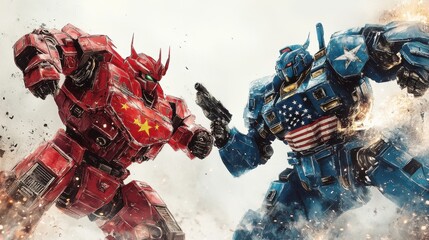 Clash of Titans: American and Chinese Mechas Engage in Epic Battle