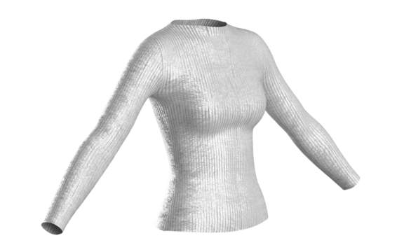 Blank Winter Women Solid Long Sleeve  Mockup front side White color 3d rendering