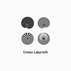 Crete traditional symbol Cretan labyrinth of Minotaur creature