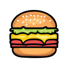 Chicken burger fast food Illustration logo