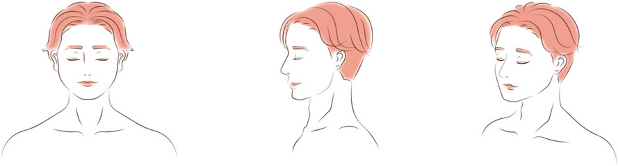 色々な角度から見た男性の顔