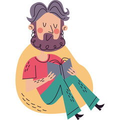 vector illustration of a man reading a book