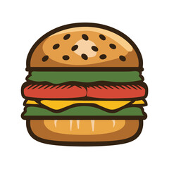 Chicken burger vector illustration logo design