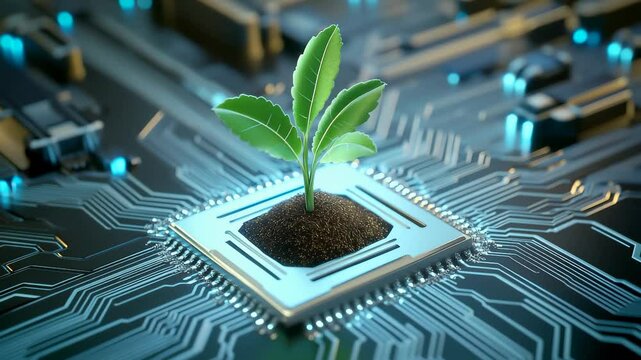 Plant Growing on Computer Chip