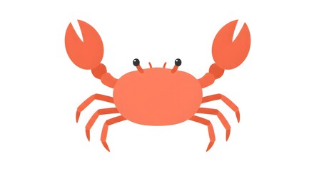 AI image features a simple, cute orange crab illustration with large claws raised, presented in a flat vector style on white.