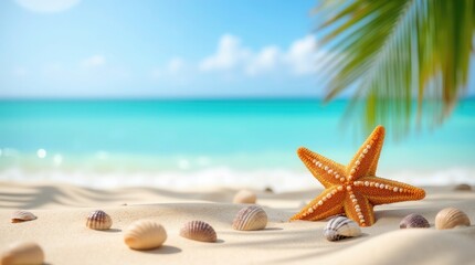 Tropical Beach Sea starfish Sand Summer ocean, vacation