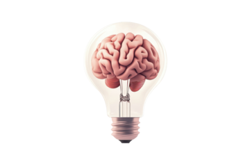 Brain inside lightbulb icon symbolizes innovative thinking and creative ideas in a simple design