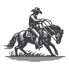 Fototapeta premium Simple Rodeo Cowboy Side View Vector Icon Design – Vintage Retro Logo & Illustration