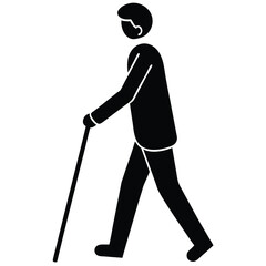 A Person Walking With A Cane