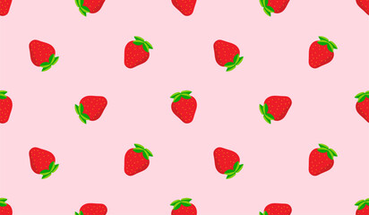 Strawberry flowers summer seamless vector children's pattern. 