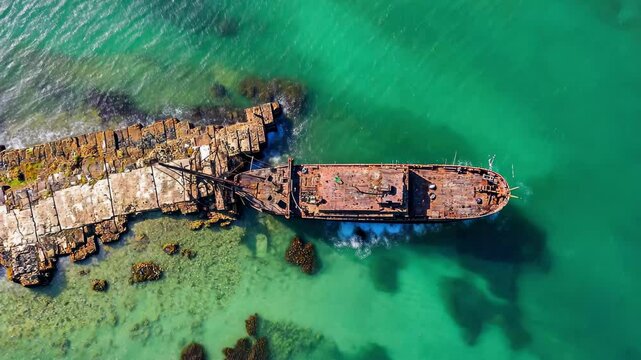 Exploring the historic shipwreck of Mutton in Adelaide's vibrant coastal waters, Adelaide culture and historic site Shipwreck Mutton Cove landmark aerial view
