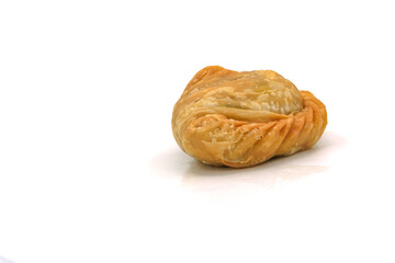 curry puff pastry isolated on white background. Snacks in Thailand. Bean Paste Pastries
