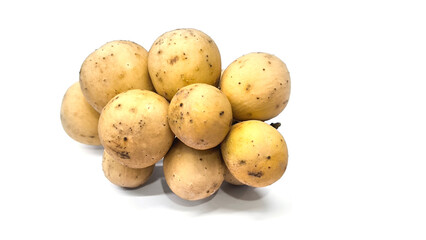 Longkong on white background. Fruit in Thailand.