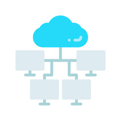 Cloud and Connected Computers icon vector image. Suitable for mobile apps, web apps and print media.