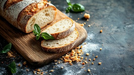 Sliced Crusty Bread on Wooden Board