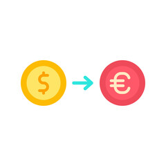 Dollar to Euro Convert icon vector image. Suitable for mobile apps, web apps and print media.