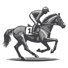 Fototapeta premium Simple Jockey Side View Vector Icon Design – Vintage Retro Logo & Illustration