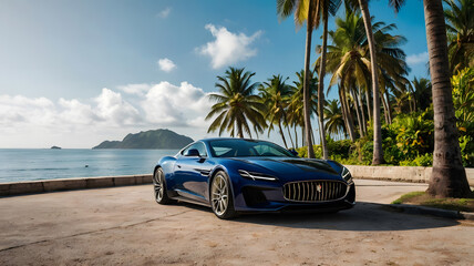 Luxury Sports Car Parked by the Resort Area
