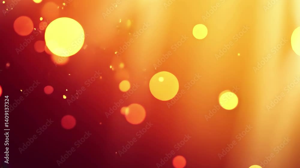 Poster warm orange and soft gradient background with glowing bokeh lights creating a serene atmosphere, blu