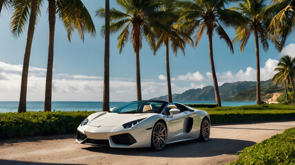 Luxury Sports Car Parked by the Resort Area