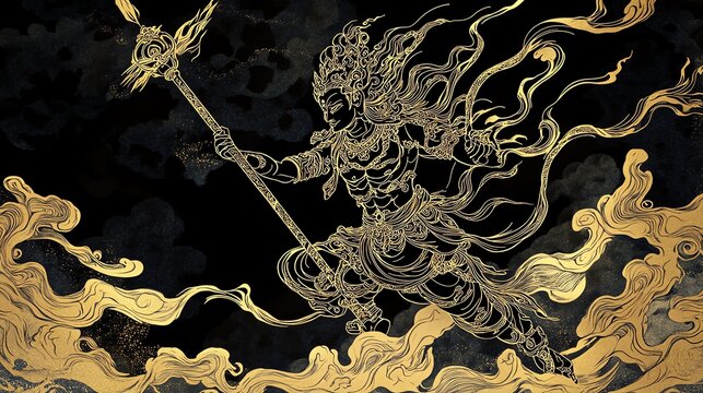 Intricate illustration of a mythic deity figure.