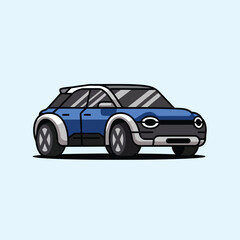 Minimal Electric Car in Flat Vector Style Isolated on Transparent Background, Great for Eco-conscious Designs