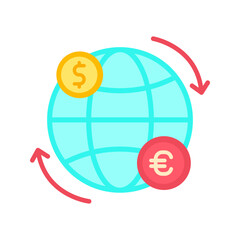 Global Cash Transfer icon vector image. Suitable for mobile apps, web apps and print media.