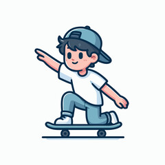 vector illustration of people playing skateboard
