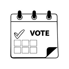 Fototapeta premium Vote calendar icon with marked date in black and white