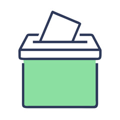 Voting ballot being placed into green box icon