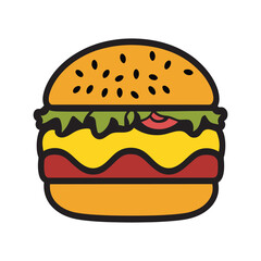 Fresh burger fast food hamburger isolated on white background