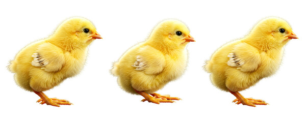 Fototapeta premium Cute Yellow Baby Chicks Isolated on Transparent Background