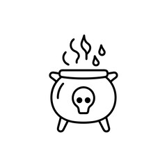 Halloween Cauldron with Skull Emitting Steam  