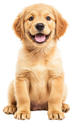 Obraz premium PNG Golden retriever puppy sitting background smiling happy.