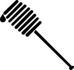 Honey dipper stick with dripping honey icon silhouette, smooth texture and glossy appearance. in studio food photography with nature elements, isolated on transparent background, for food or taste