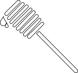 Honey dipper stick with dripping honey icon silhouette, smooth texture and glossy appearance. in studio food photography with nature elements, isolated on transparent background, for food or taste