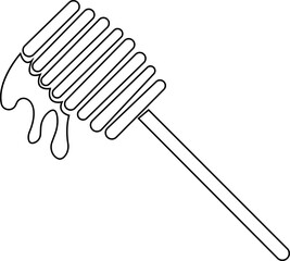 Honey dipper stick with dripping honey icon silhouette, smooth texture and glossy appearance. in studio food photography with nature elements, isolated on transparent background, for food or taste