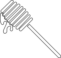 Honey dipper stick with dripping honey icon silhouette, smooth texture and glossy appearance. in studio food photography with nature elements, isolated on transparent background, for food or taste