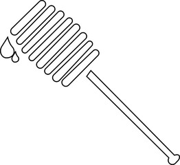 Honey dipper stick with dripping honey icon silhouette, smooth texture and glossy appearance. in studio food photography with nature elements, isolated on transparent background, for food or taste