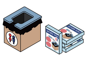 簡易トイレと携帯トイレセットのイラスト