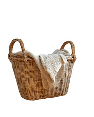 Handwoven Laundry Basket with Neutral Blanket