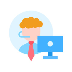 Support Agent Working icon vector image. Suitable for mobile apps, web apps and print media.