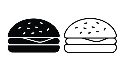 Cheeseburger and hamburger icon set. Suitable for mobile UI and website design projects